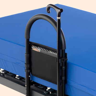Barrera de cama adultos | Asidero fijo | Regulable en altura con soporte para bastón