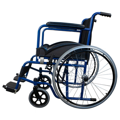 Silla de ruedas plegable autopropulsable color azul