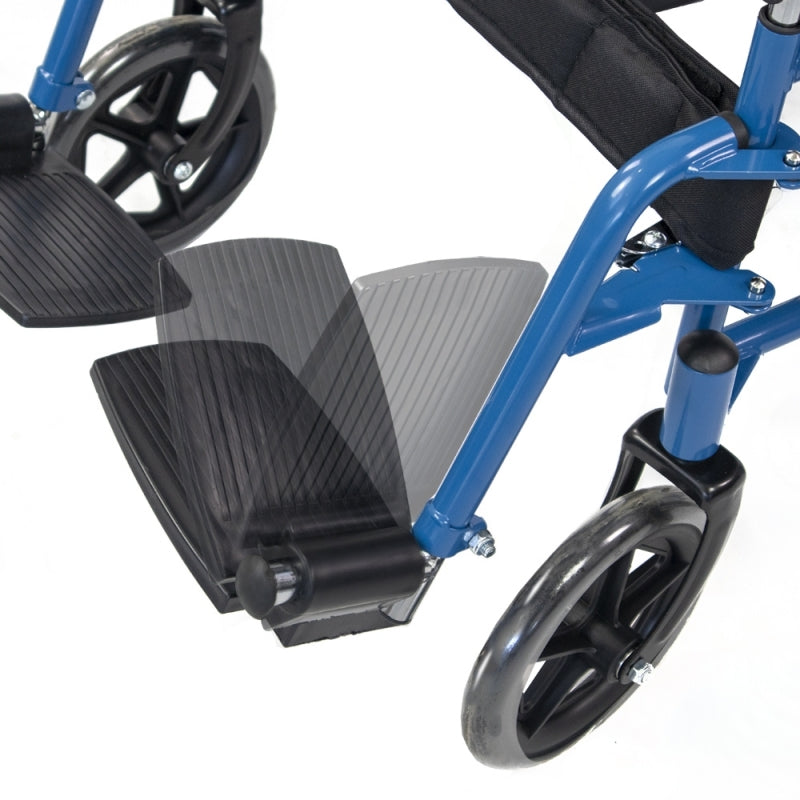 Silla de ruedas plegable con ruedas grandes extraíbles color azul