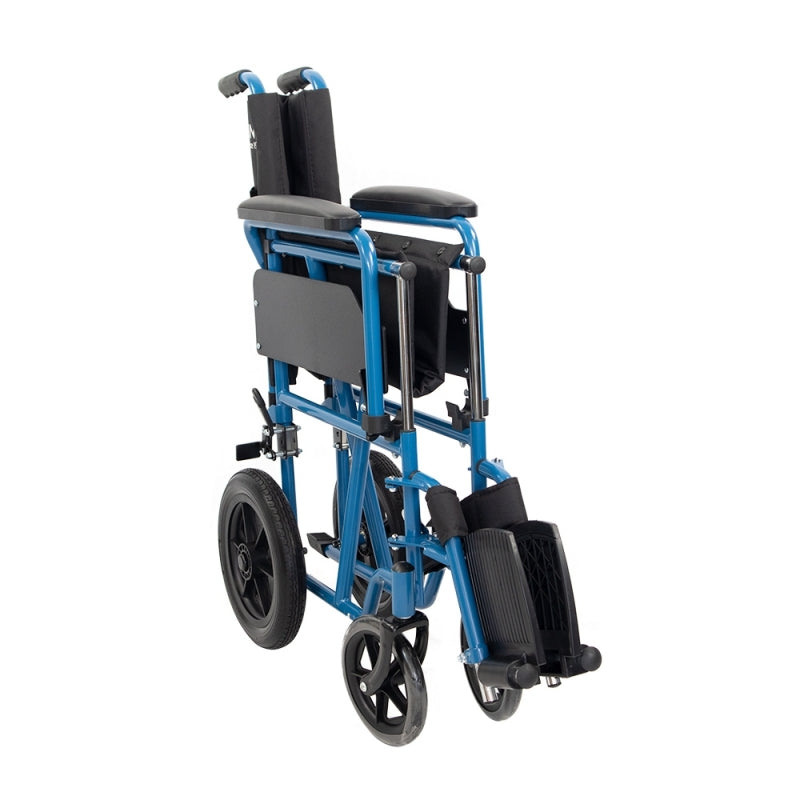 Silla de ruedas plegable con ruedas pequeñas color azul